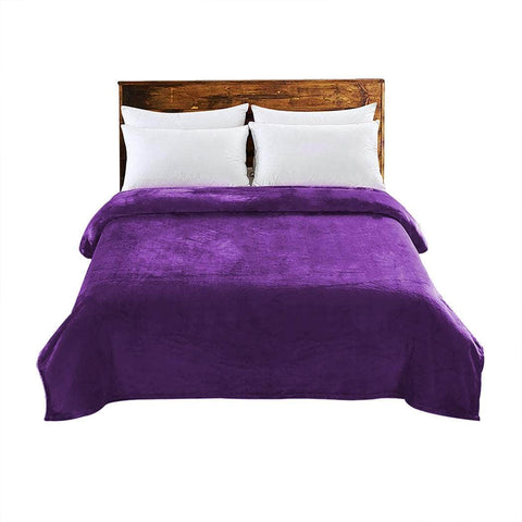 320GSM 220x160cm Ultra Soft Mink Aubergine Single