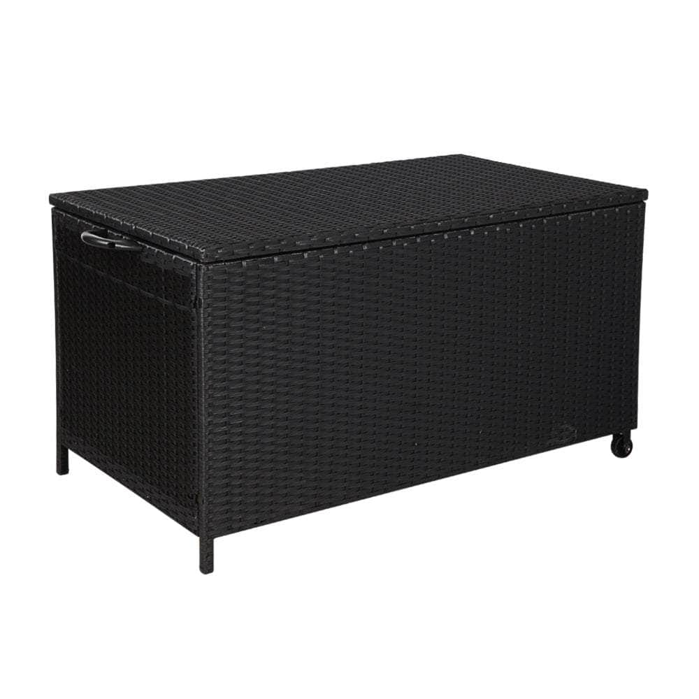 320L Outdoor Wicker Storage Box - Black