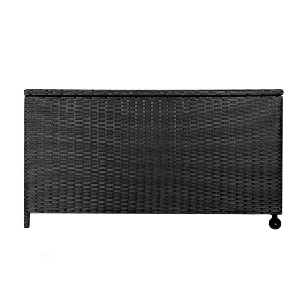 320L Outdoor Wicker Storage Box - Black