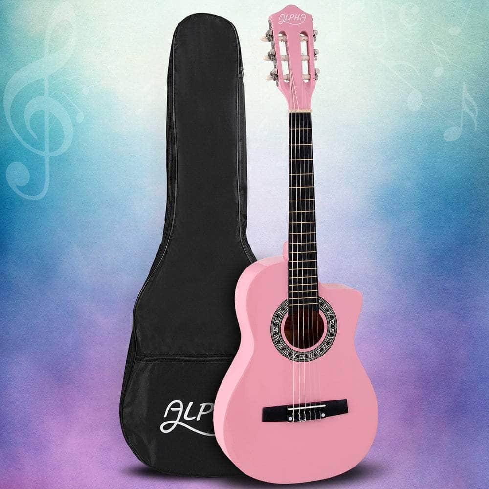 34 Inch Classical Guitar Wooden Body Nylon String Beginner Kids Gift Pink