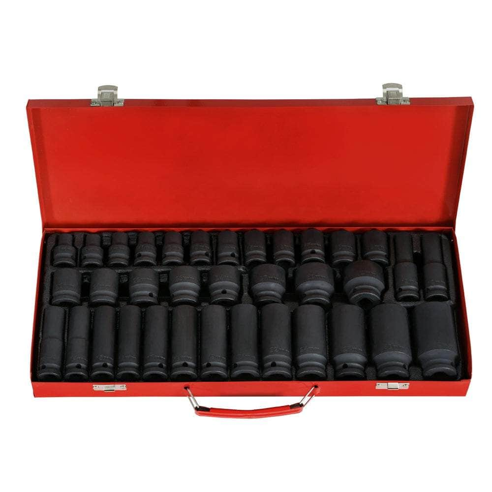 35pcs 1/2" Drive Impact Socket Set Metric 8-32mm with Case