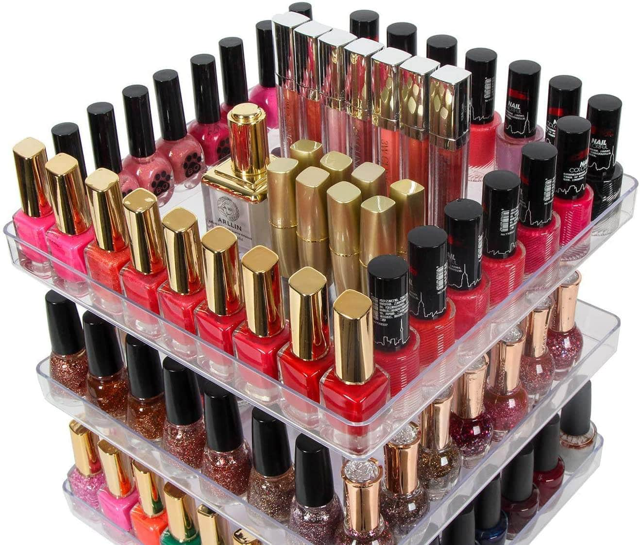 360 Rotating 3-Tier Makeup & Nail Polish Display Rack