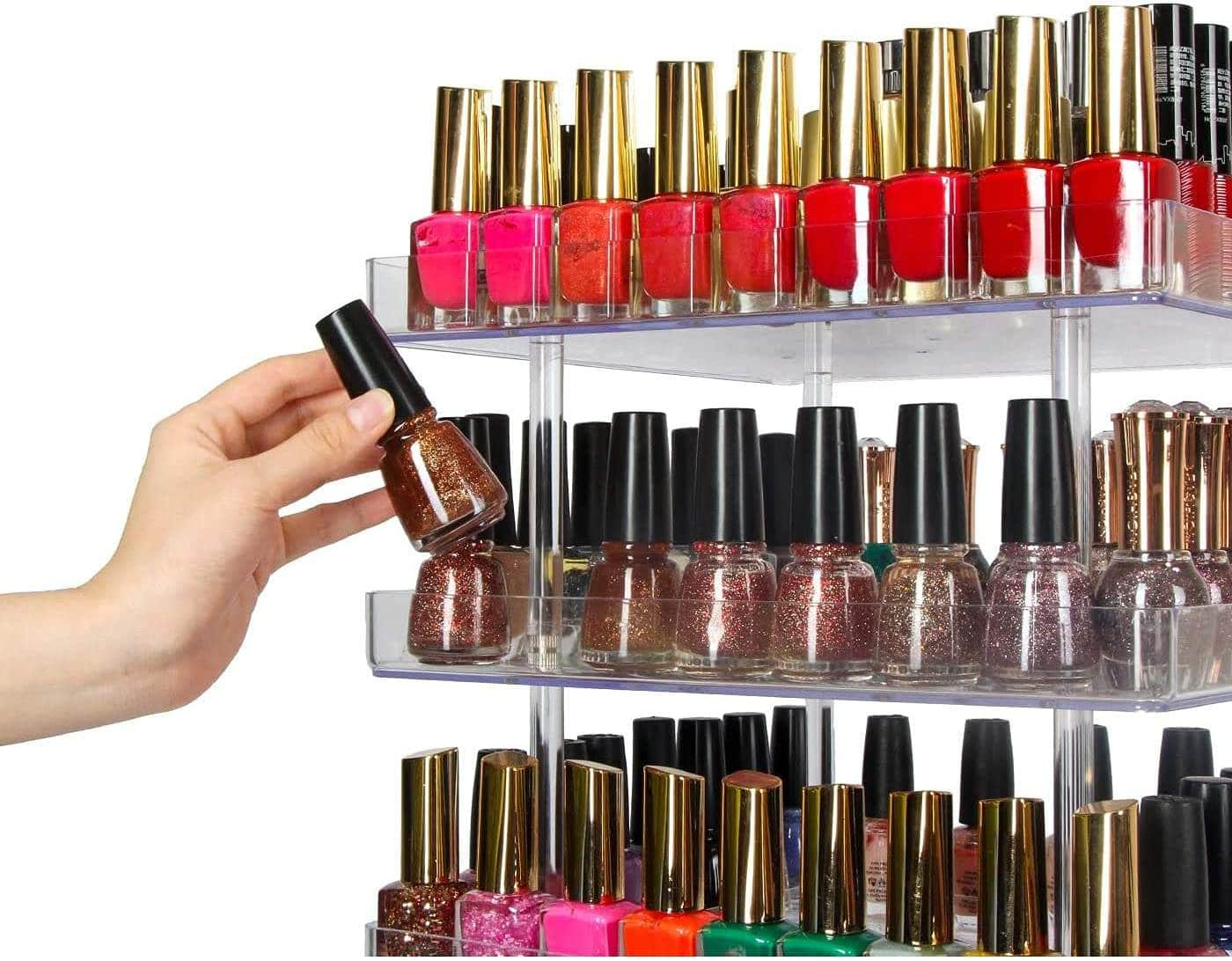 360 Rotating 3-Tier Makeup & Nail Polish Display Rack