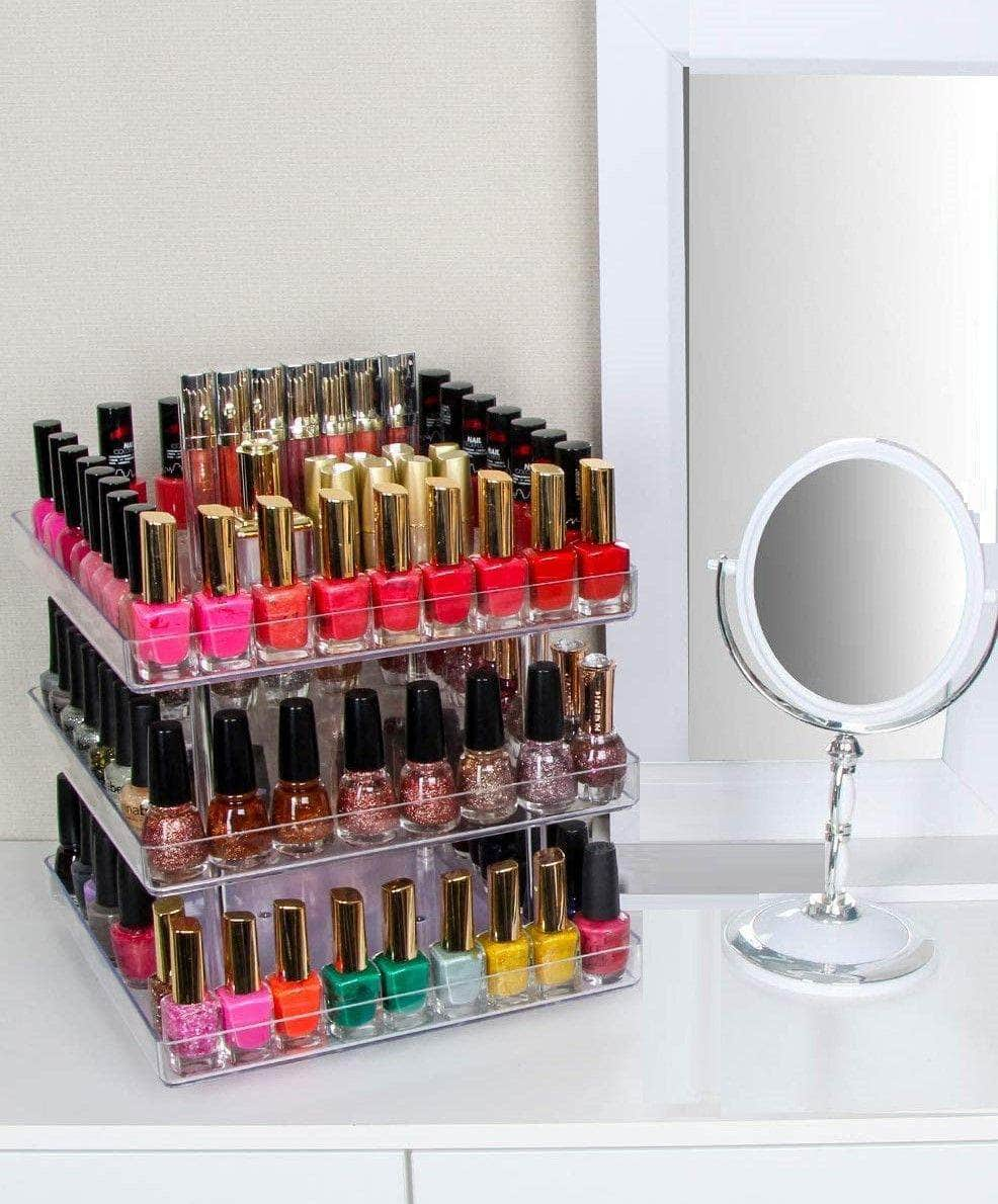 360 Rotating 3-Tier Makeup & Nail Polish Display Rack