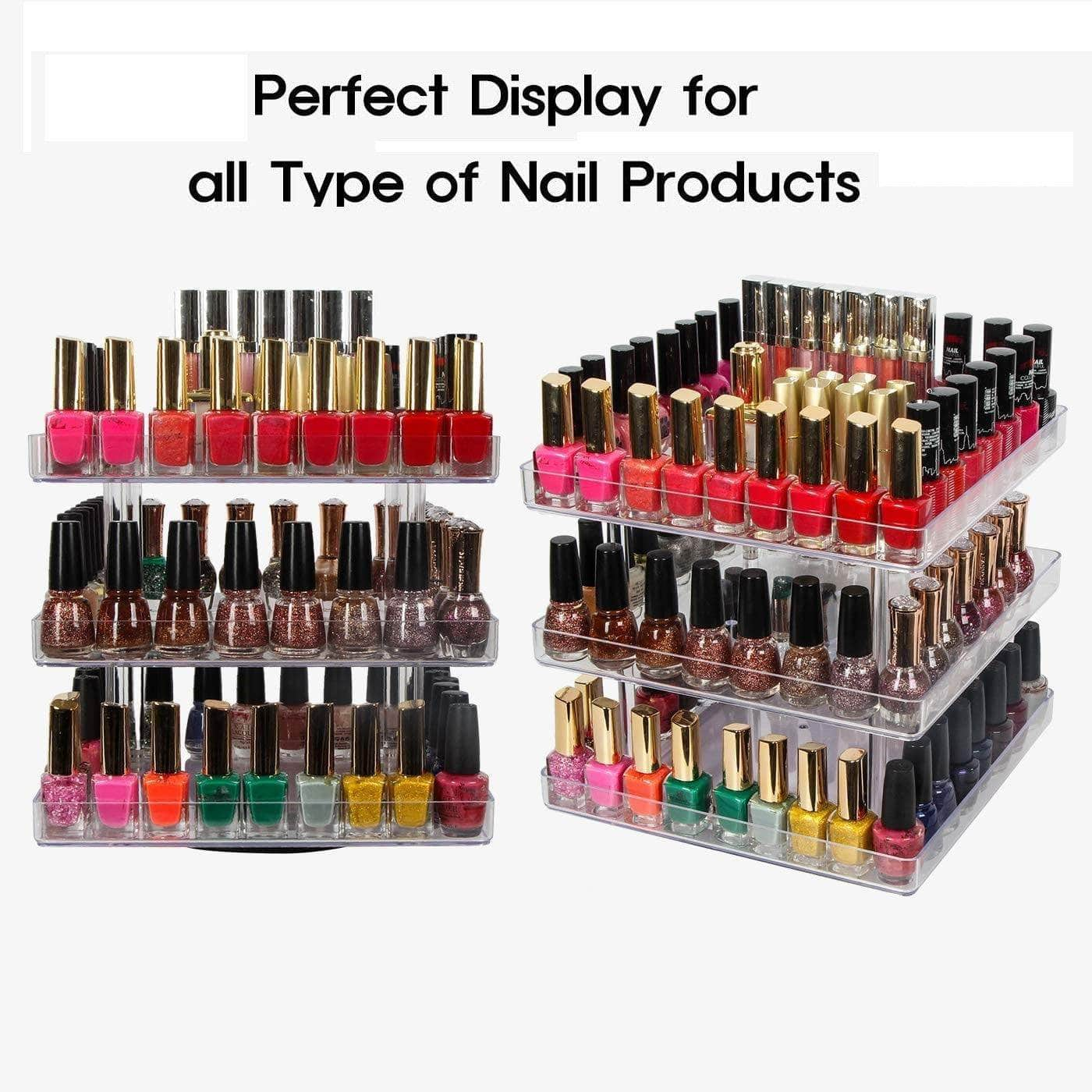 360 Rotating 3-Tier Makeup & Nail Polish Display Rack