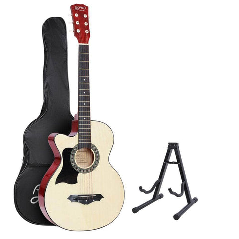 38 Inch Acoustic Guitar Wooden Body Steel String W/ Stand Left Handed