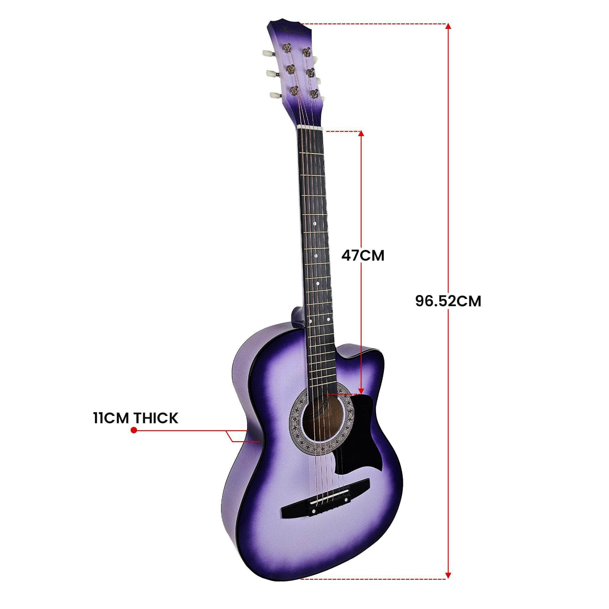 38in Pro Cutaway Acoustic Guitar with Carry Bag - Purple Burst