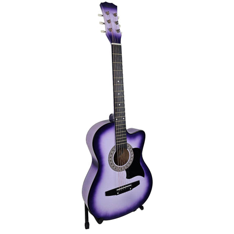 38in Pro Cutaway Acoustic Guitar with Carry Bag - Purple Burst