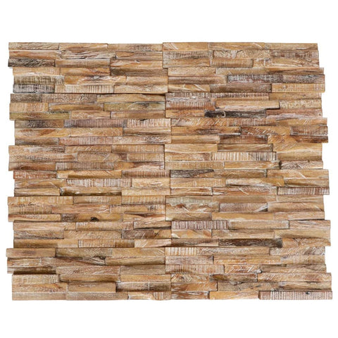 3D Wall Cladding Panels 10 pcs Solid Teak Wood