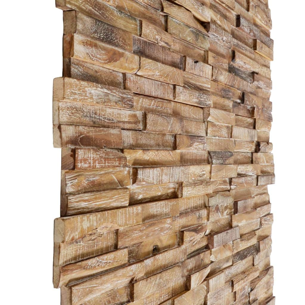 3D Wall Cladding Panels 10 pcs Solid Teak Wood