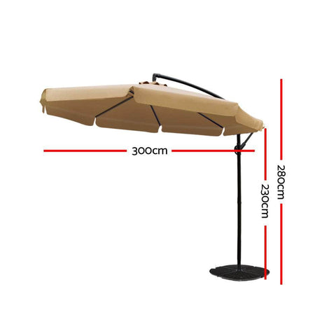 3m Outdoor UmbrCantilever Garden Beach Patio Beige