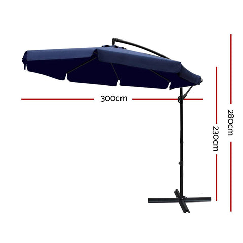 3m Outdoor UmbrCantilever Garden Beach Patio Navy