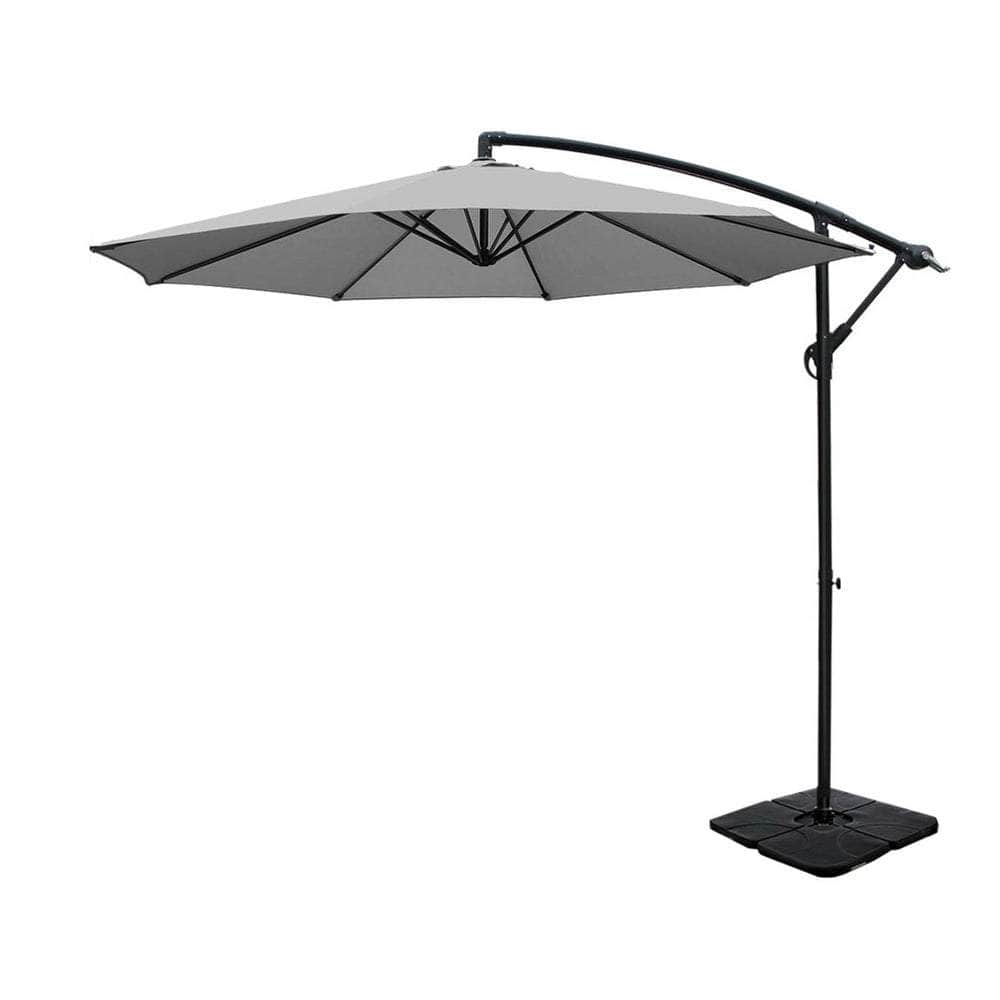 3M Umbrella W/Base Outdoor Cantilever Beach Garden Patio Parasol