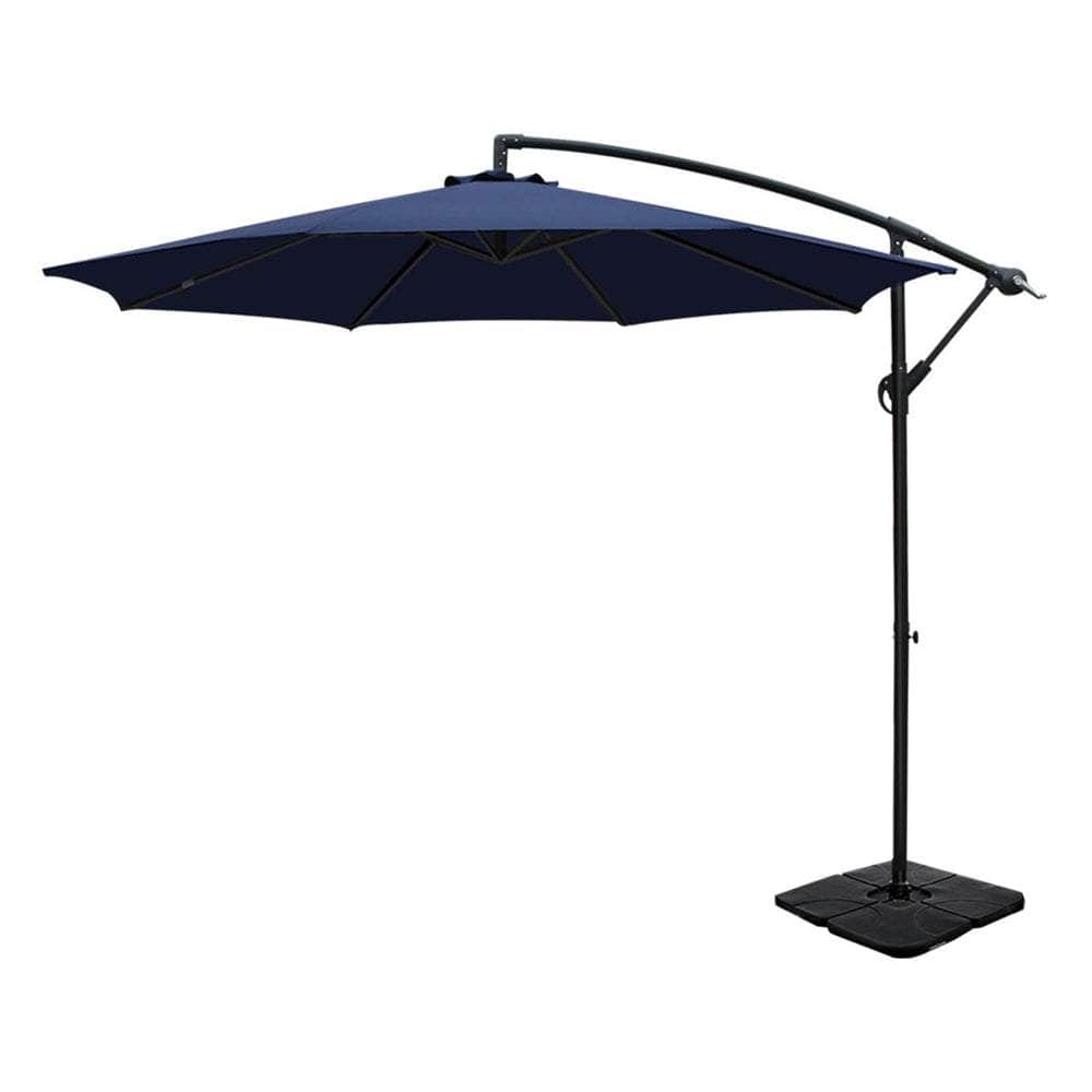 3M Umbrella W/Base Outdoor Cantilever Beach Garden Patio Parasol