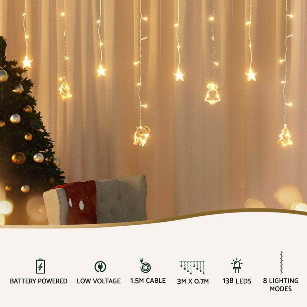 3m Warm White LED Christmas Icicle Lights