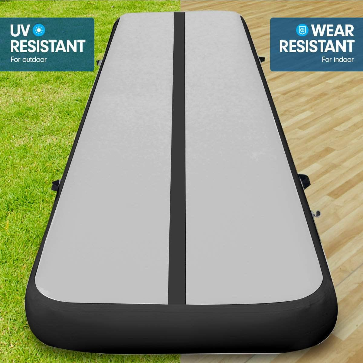 3m x 1m Air Track Inflatable Gymnastics Mat - Grey Black