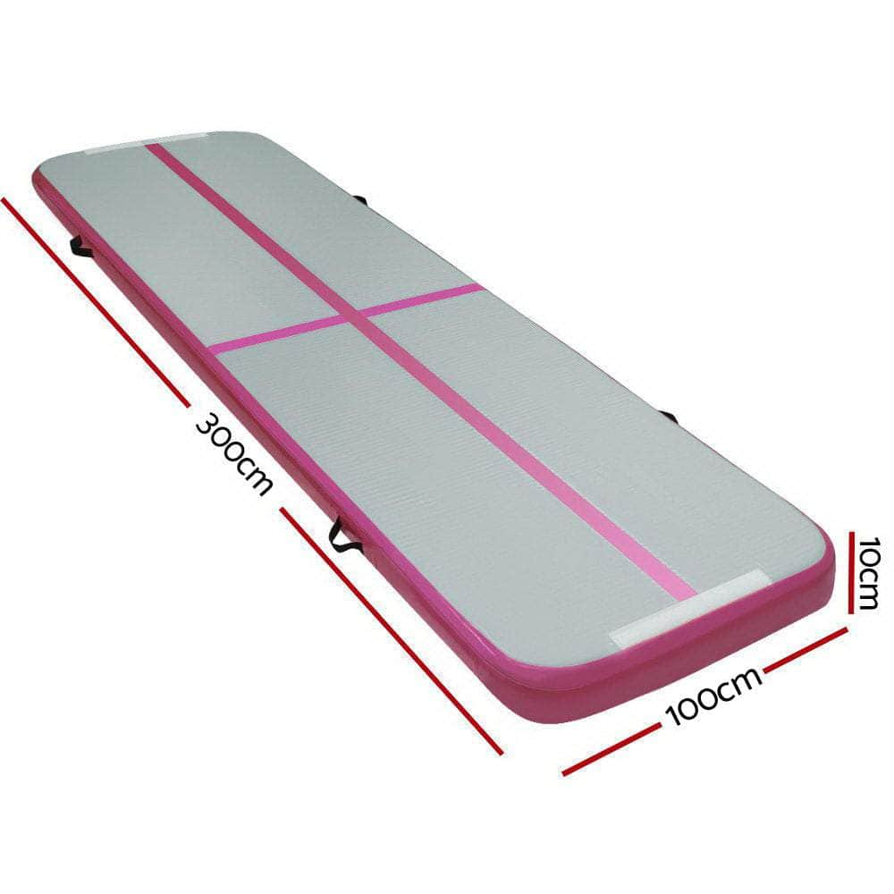 3M X 1M Air Track Mat Gymnastic Tumbling Pink And Grey