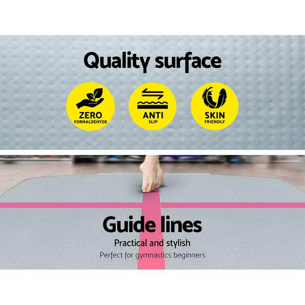 3M X 1M Air Track Mat Gymnastic Tumbling Pink And Grey