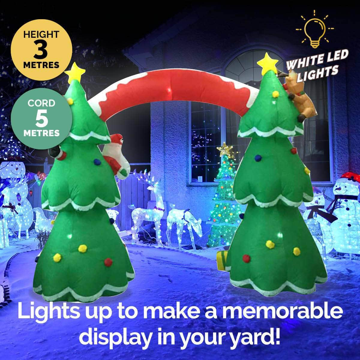 3m x 2.4m Christmas Tree Arch Self Inflating LED Lights