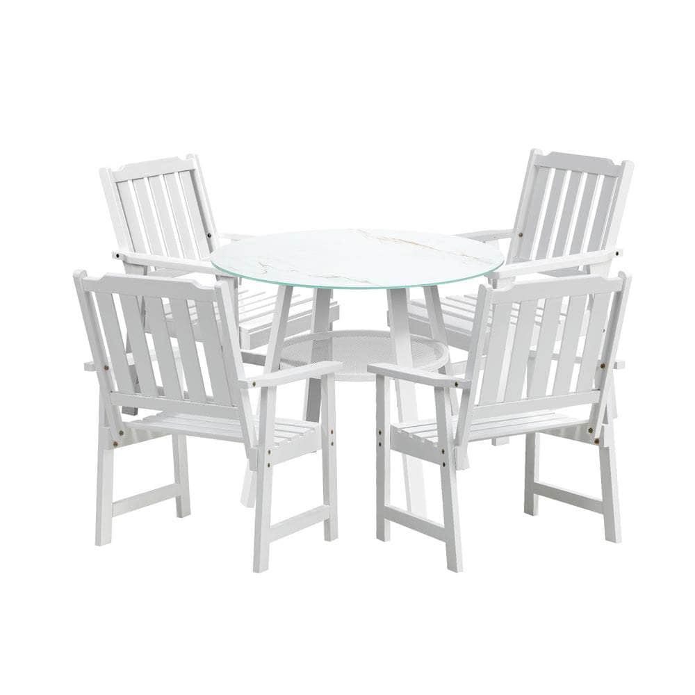 3PC/5PC Outdoor Dining Set Solid Wood Chair and Table