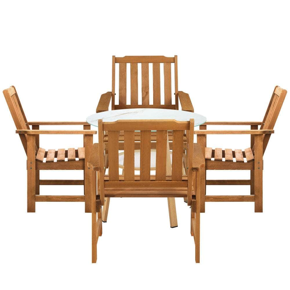 3PC/5PC Outdoor Dining Set Solid Wood Chair and Table