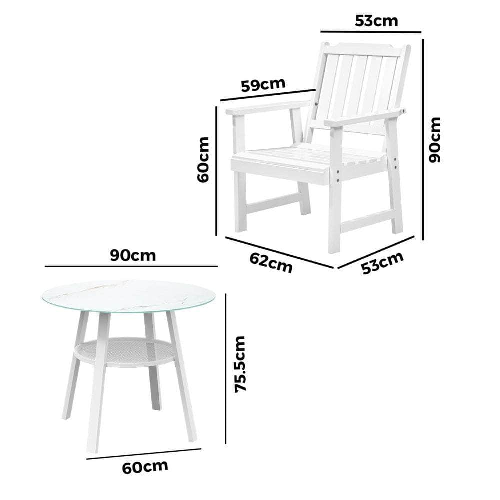 3PC/5PC Outdoor Dining Set Solid Wood Chair and Table