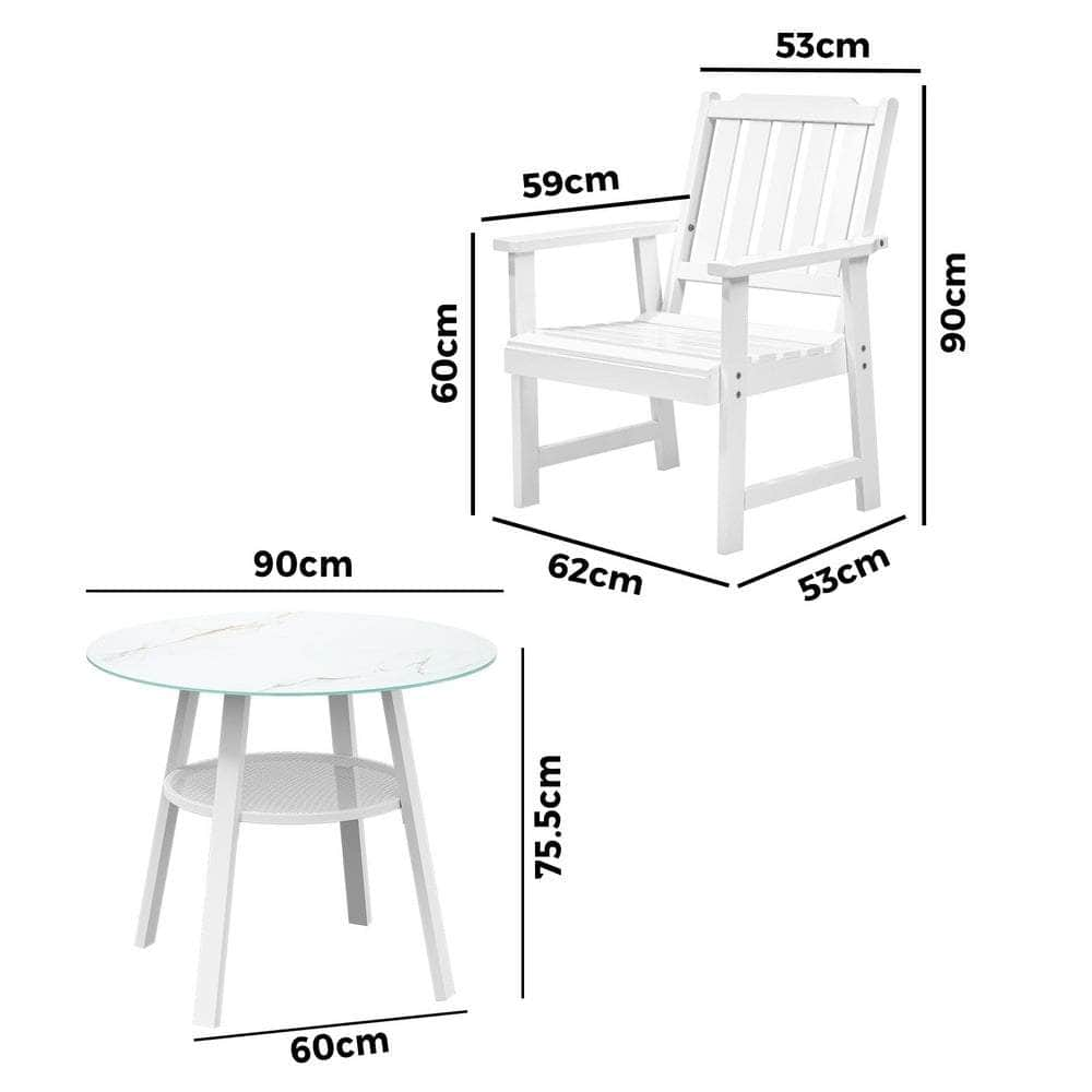 3PC/5PC Outdoor Dining Set Solid Wood Chair and Table