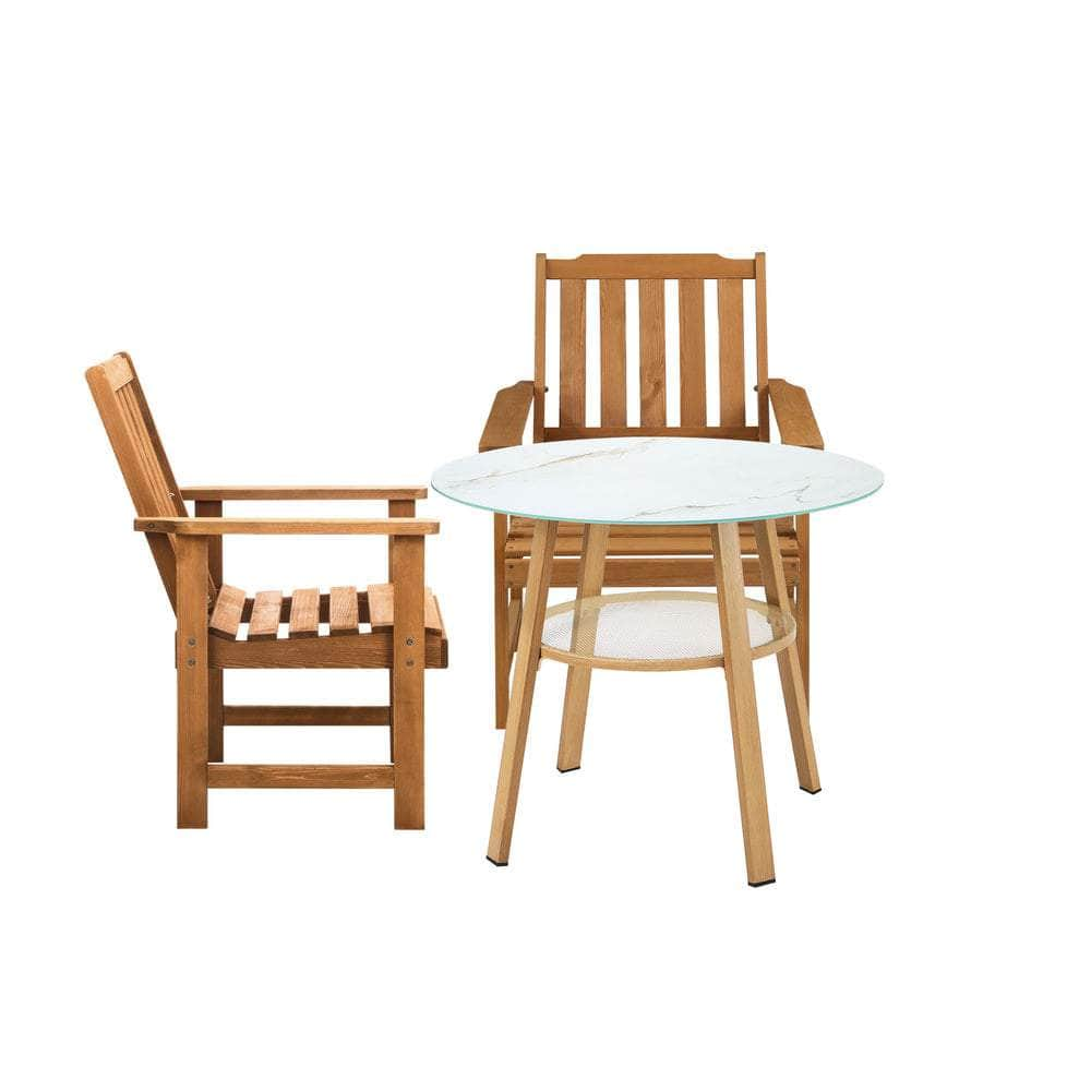 3PC/5PC Outdoor Dining Set Solid Wood Chair and Table