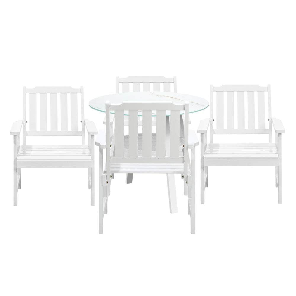 3PC/5PC Outdoor Dining Set Solid Wood Chair and Table