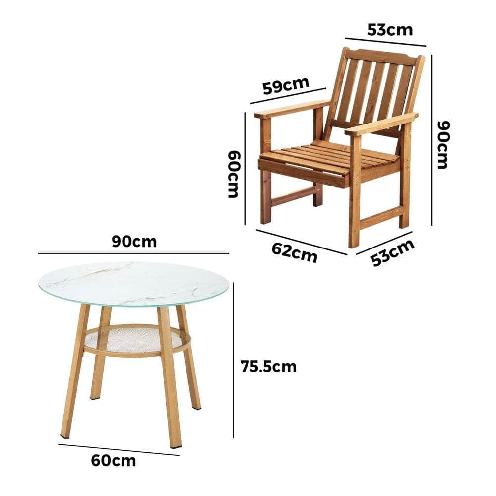 3PC/5PC Outdoor Dining Set Solid Wood Chair and Table