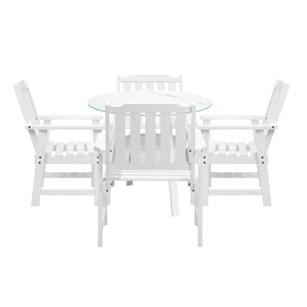 3PC/5PC Outdoor Dining Set Solid Wood Chair and Table