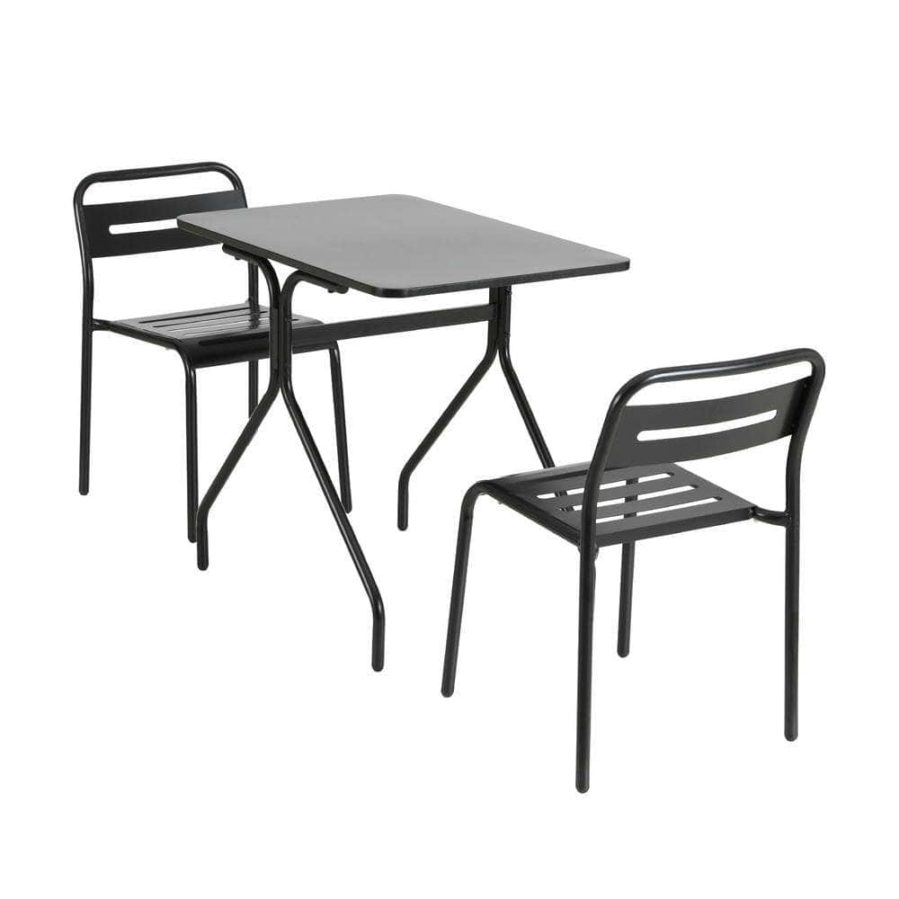 3PC Outdoor Bistro Set Patio Furniture Black