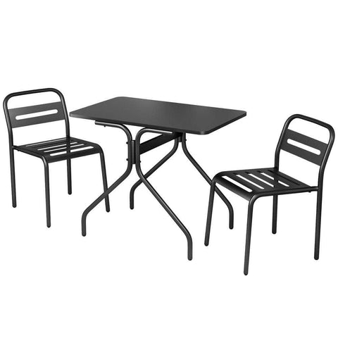 3PC Outdoor Bistro Set Patio Furniture Black