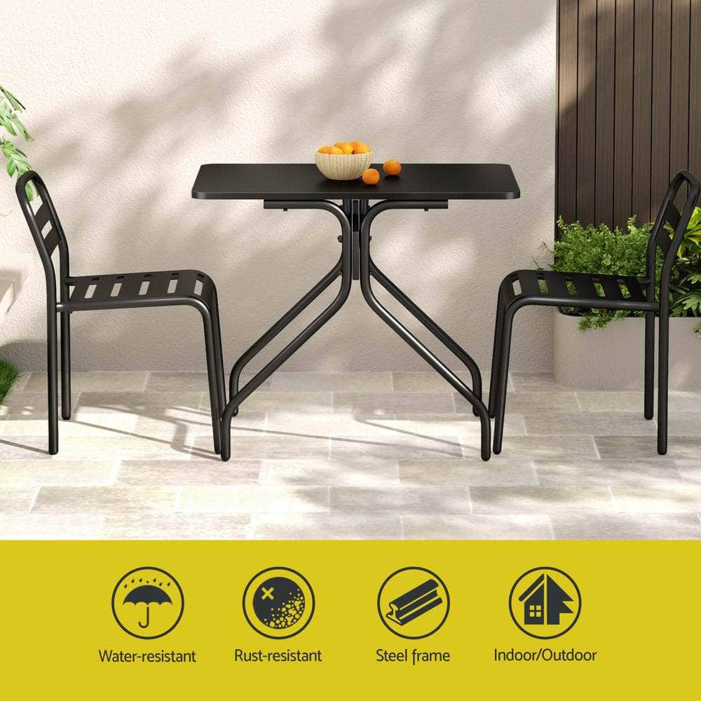 3PC Outdoor Bistro Set Patio Furniture Black