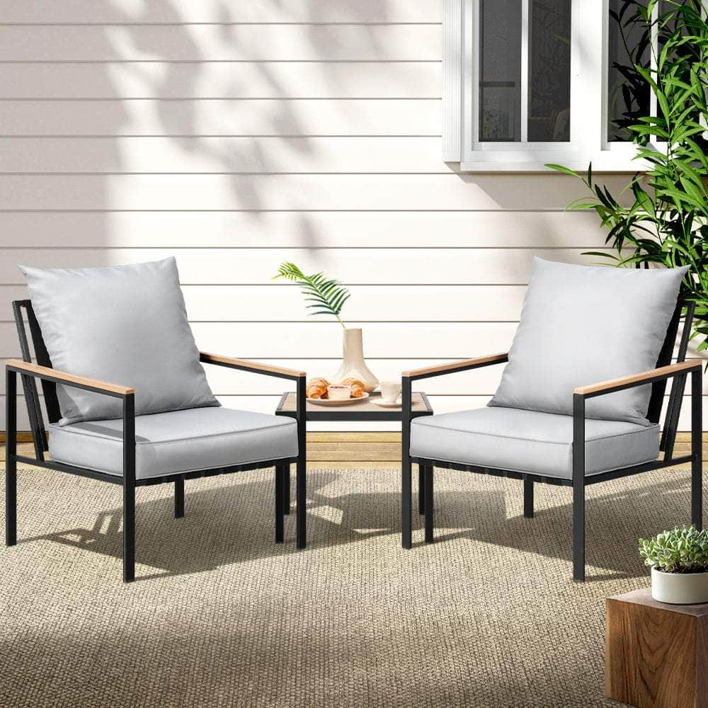 3Pc Outdoor Furniture Bistro Set Lounge Setting Chairs Table Patio Black