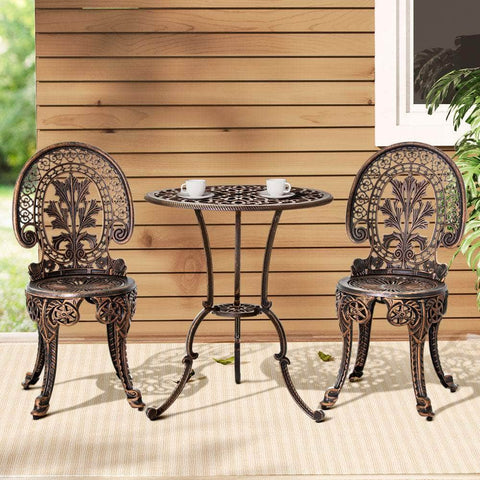 3Pc Patio Bistro Set - Aluminium Bronze