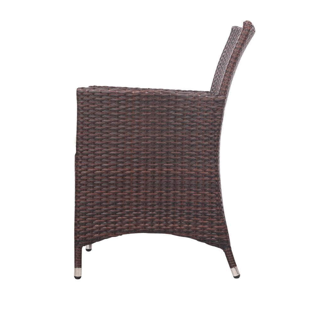 3pc Rattan Bistro Wicker Outdoor Furniture Set Brown