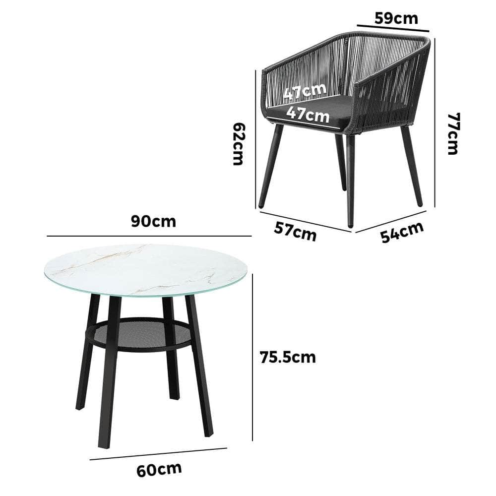 3PCS/5PCS Outdoor Dining Set Marble-style Table