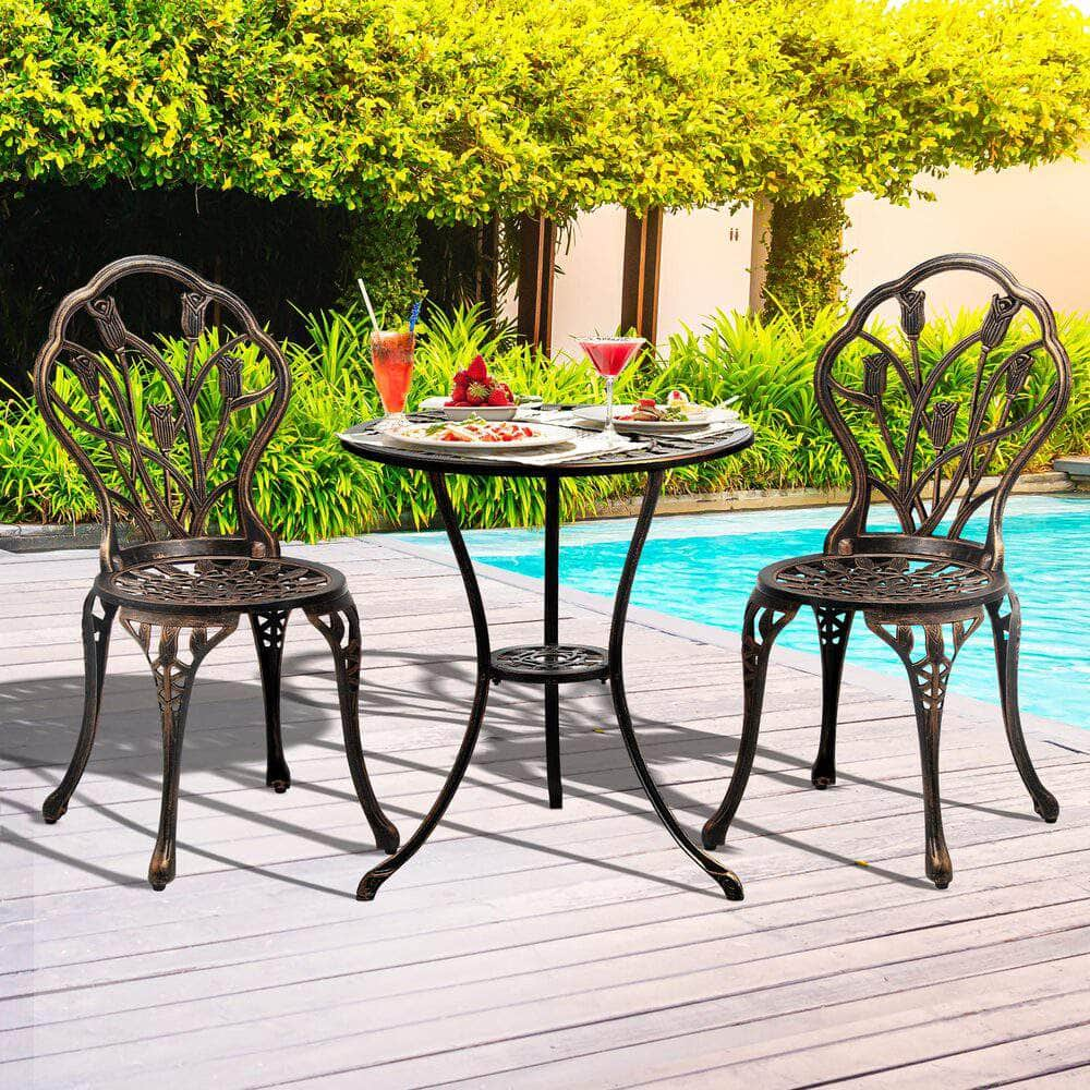 3PCS Bistro Outdoor Setting Chairs Table Patio Dining Set Furniture