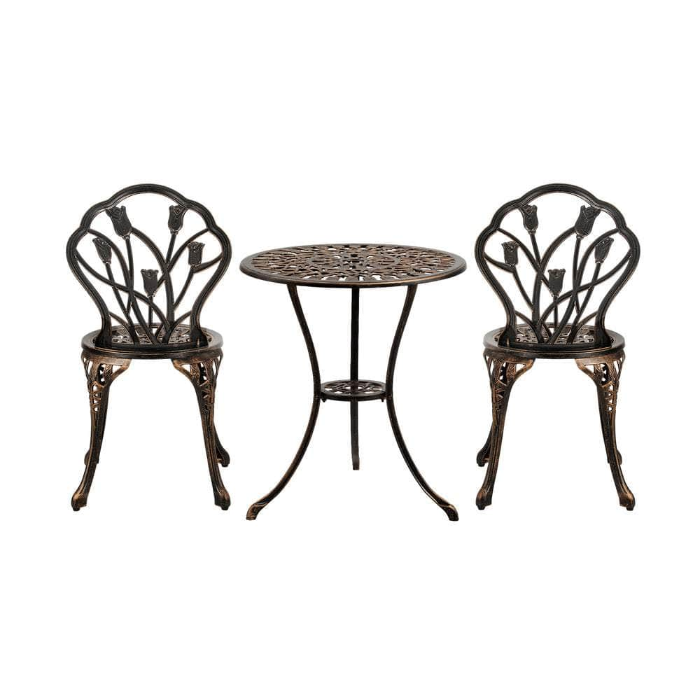 3PCS Bistro Outdoor Setting Chairs Table Patio Dining Set Furniture