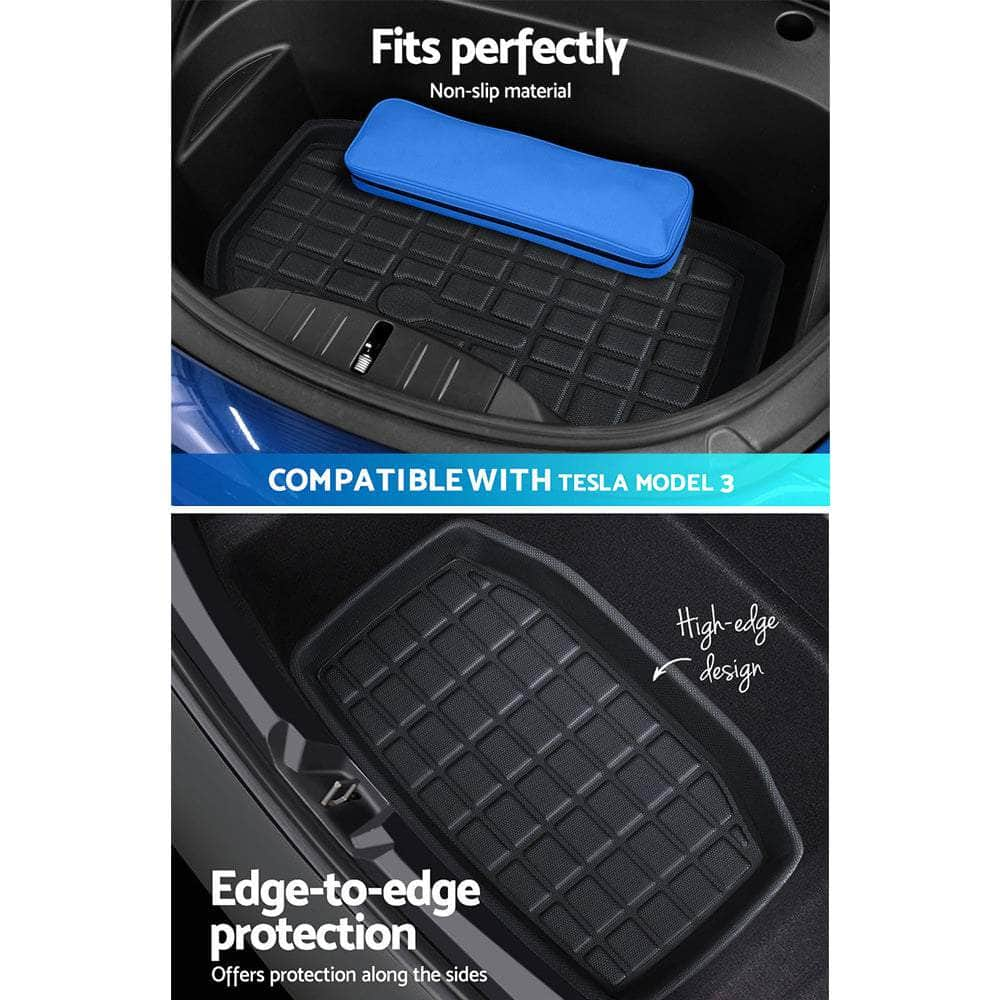 3PCS Car Rear Front Cargo Trunk Toolbox Luggage Rubber Mats