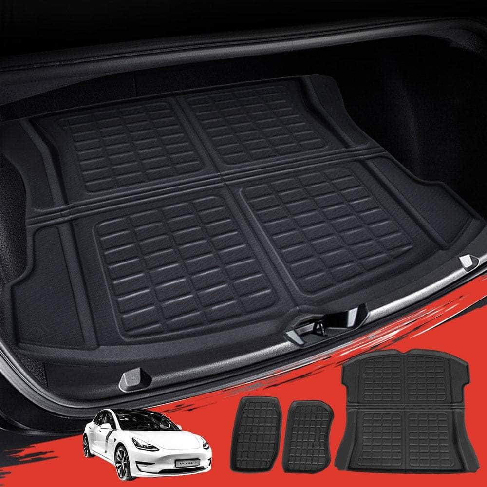 3PCS Car Rear Front Cargo Trunk Toolbox Luggage Rubber Mats