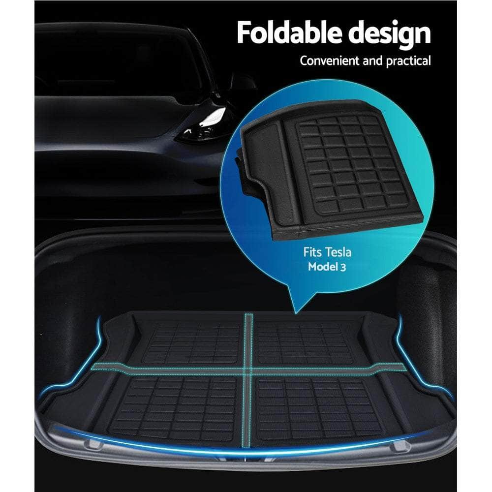 3PCS Car Rear Front Cargo Trunk Toolbox Luggage Rubber Mats