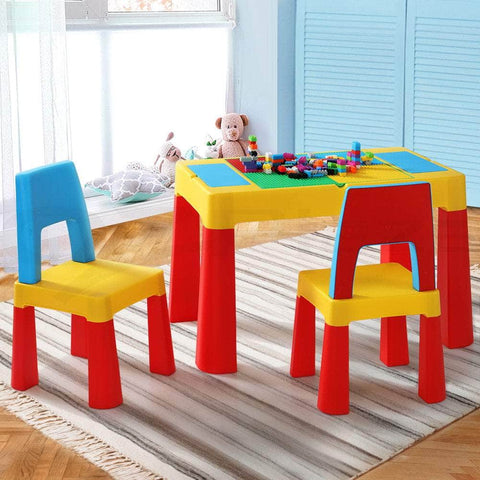 3Pcs Kids Table And Chairs Set Activity Chalkboard Toys Storage Desk