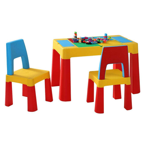 3Pcs Kids Table And Chairs Set Activity Chalkboard Toys Storage Desk