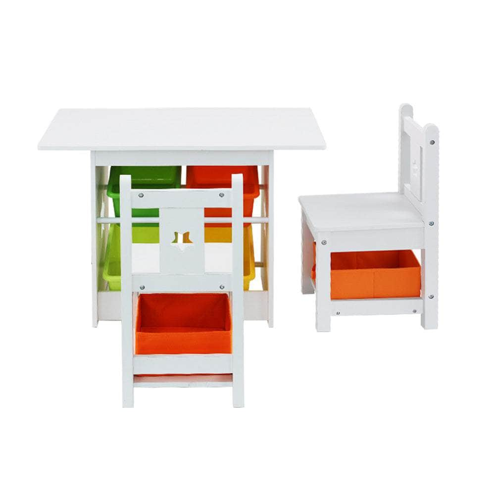 3Pcs Kids Table And Chairs Set Children Furniture Play Toys Storage Box