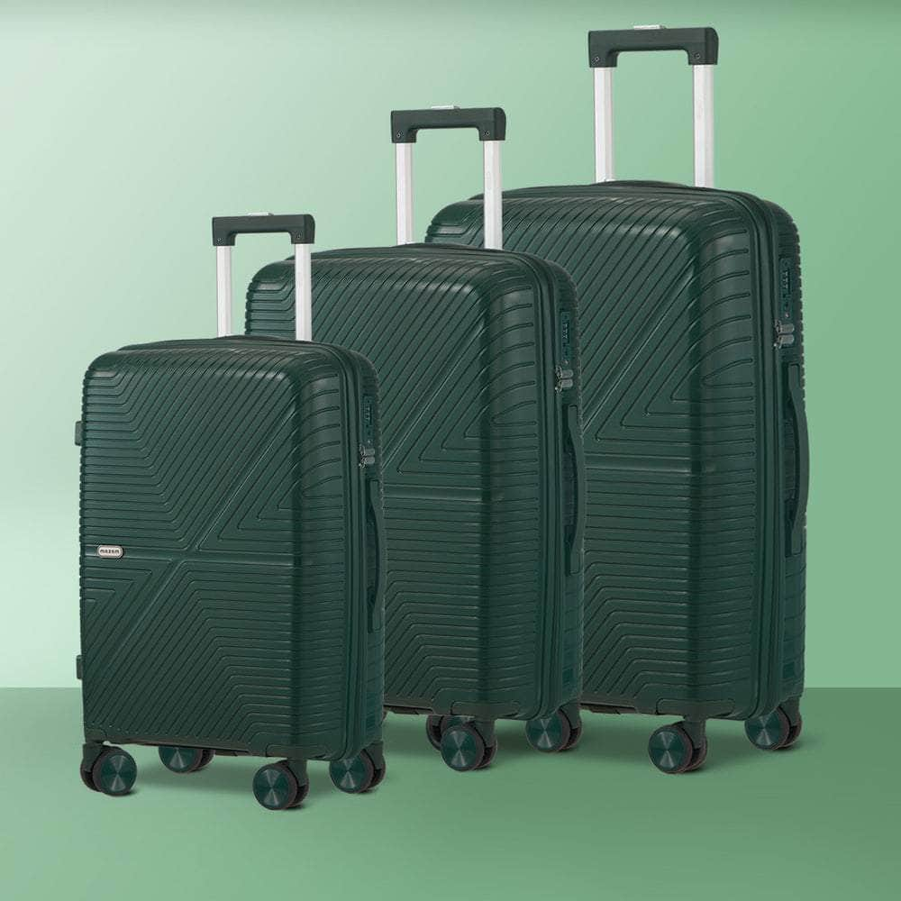 3PCS Luggage Suitcase Set Black/Green/Grey PP Case TSA Lock