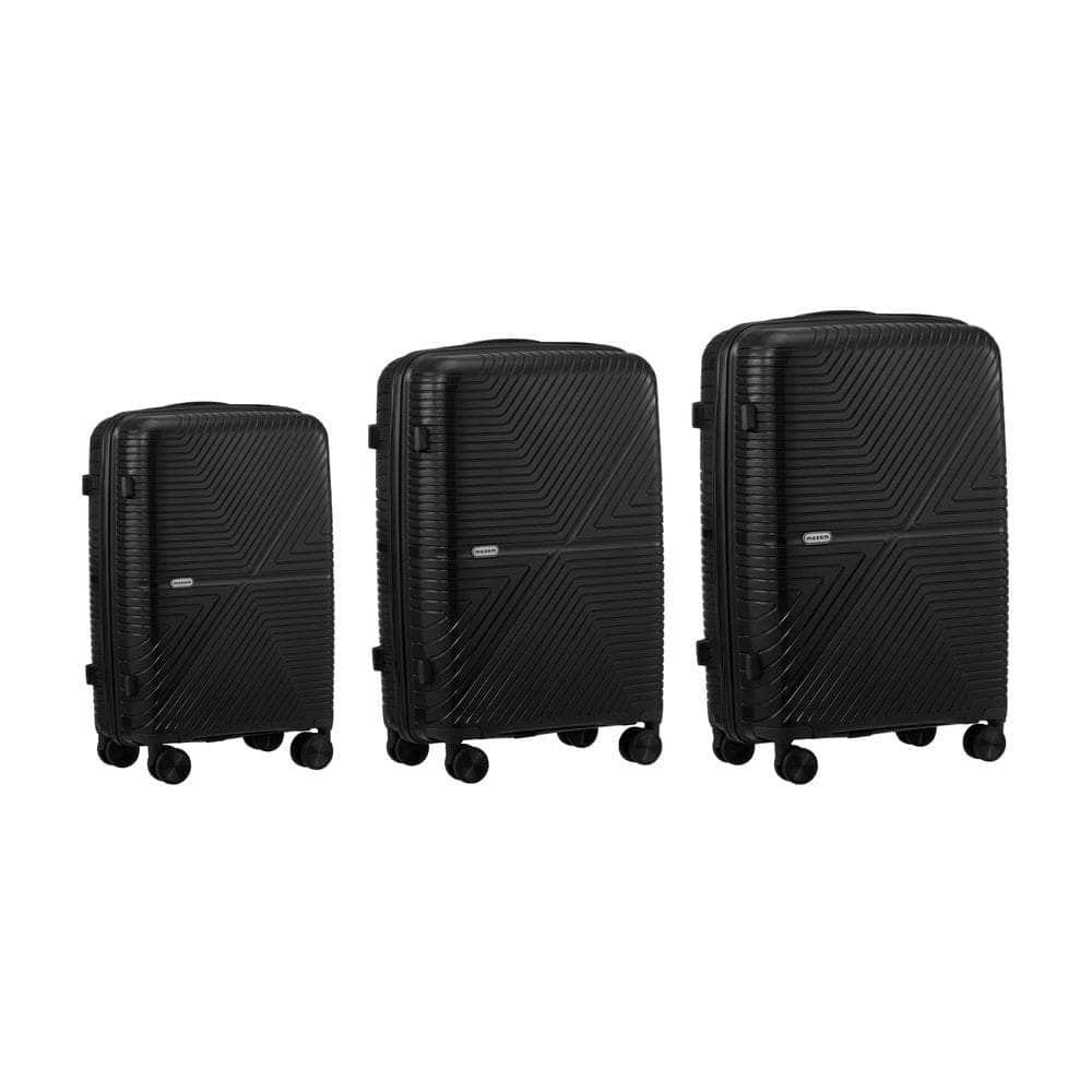 3PCS Luggage Suitcase Set Black/Green/Grey PP Case TSA Lock