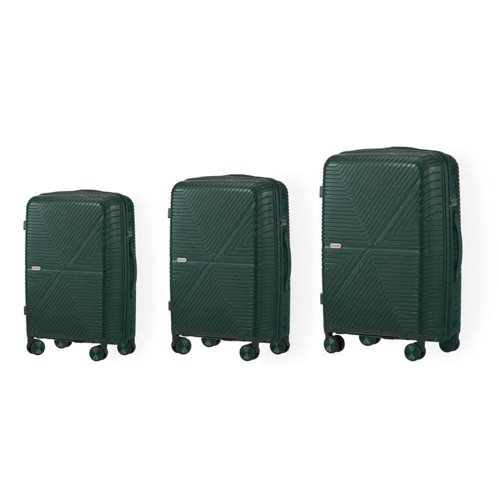 3PCS Luggage Suitcase Set Black/Green/Grey PP Case TSA Lock