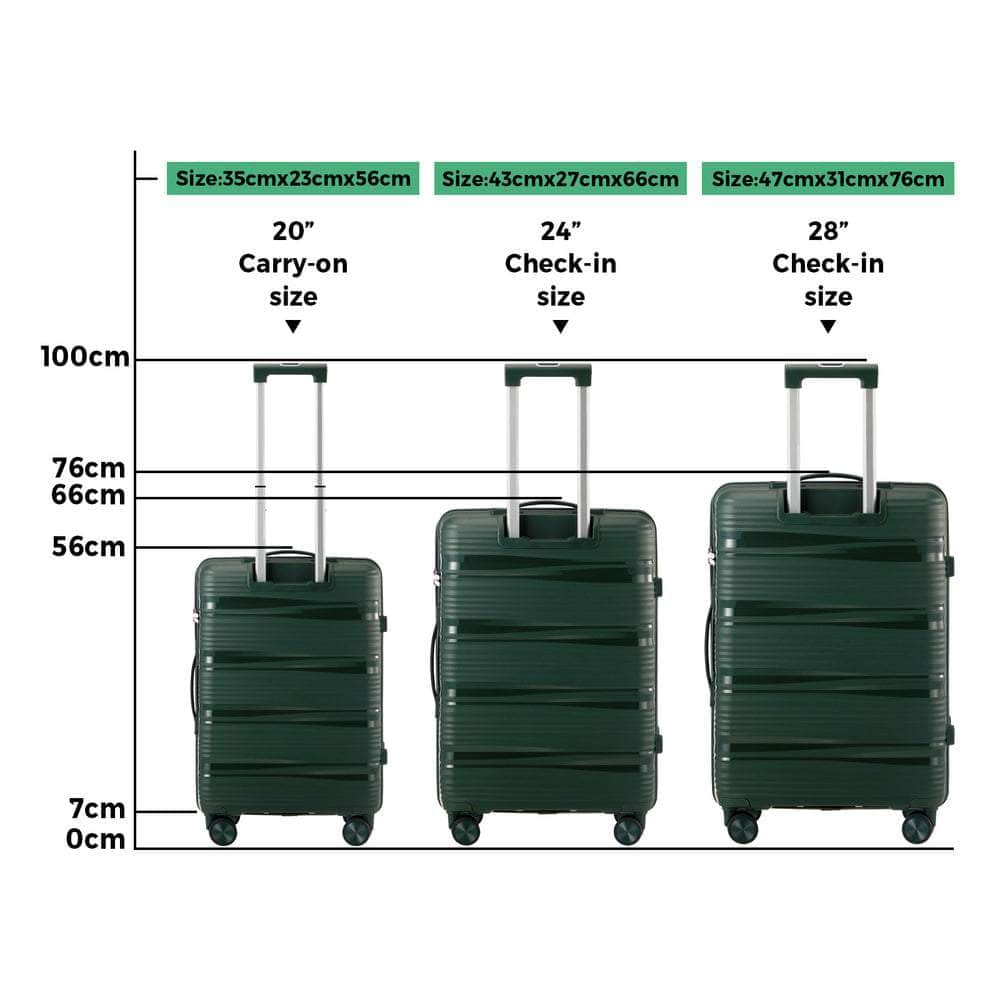 3PCS Luggage Suitcase Set PP Case TSA Lock Black